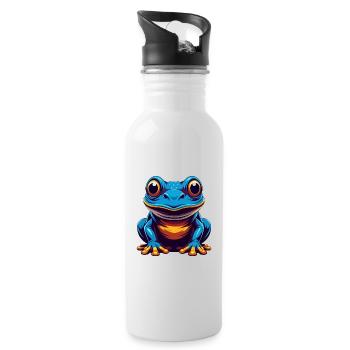 Frog Colorful Kawaii Cartoon Character Clipart - Water bottle with straw - white - Right