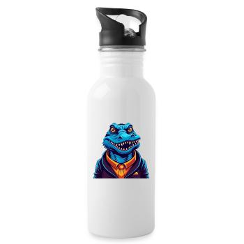 Krokodil Bunt Kawaii Cartoon Charakter Haustier - Trinkflasche mit integriertem Trinkhalm - Weiß - Rechts