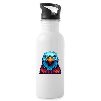 Eagle Colorful Kawaii Cartoon Character Clipart - Water bottle with straw - white - Right