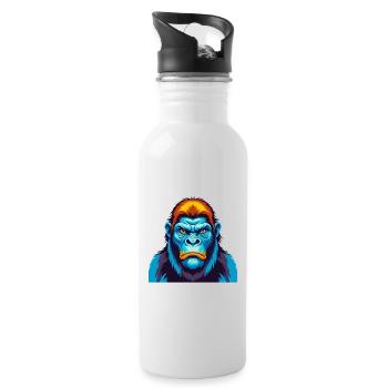 Gorilla Colorful Kawaii Cartoon Character Clipart - Water bottle with straw - white - Right