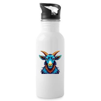 Goat Colorful Kawaii Cartoon Character Clipart - Water bottle with straw - white - Right