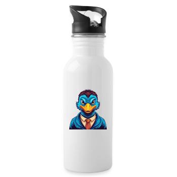 Duck Colorful Kawaii Cartoon Character Clipart - Water bottle with straw - white - Right