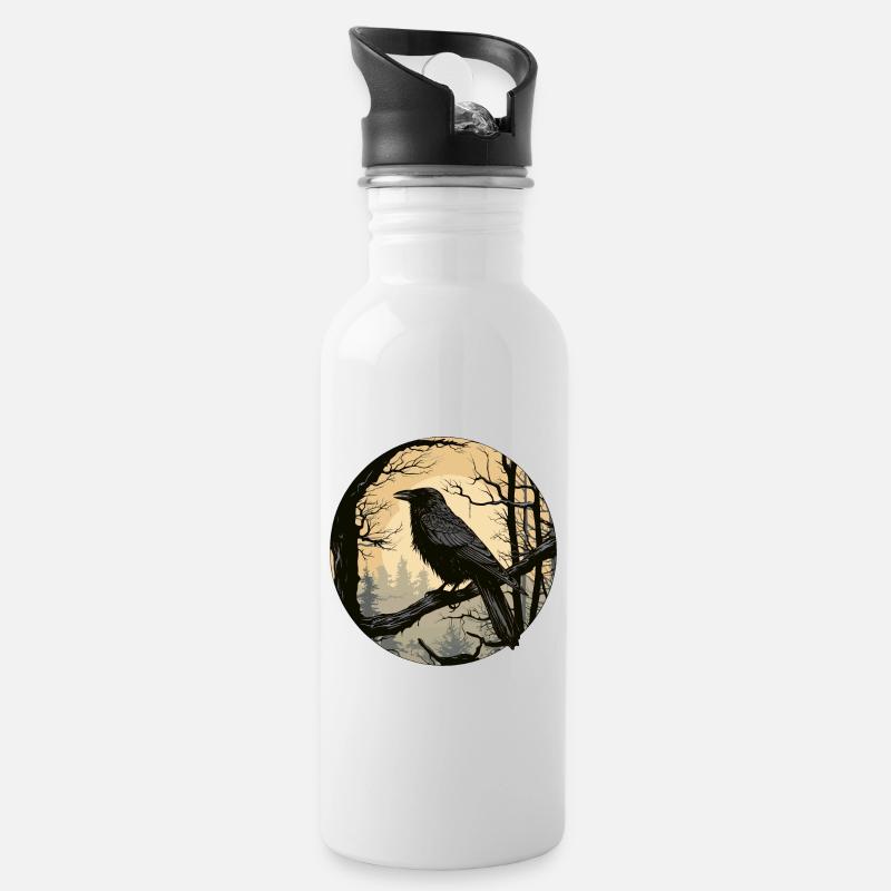 Rabe - Trinkflasche mit integriertem Trinkhalm - Weiß