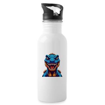 dinosaure coloré kawaii personnage de dessin animé clipart - Gourde avec paille intégrée - blanc - Droite