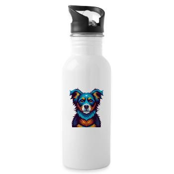 chien coloré kawaii dessin animé personnage clipart - Gourde avec paille intégrée - blanc - Droite
