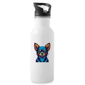 Chihuahua Dog Colorful Kawaii Cartoon Character - Water bottle with straw - white - Right