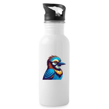 Jay Bird Bunte Kawaii Cartoon Figur Clipart - Trinkflasche mit integriertem Trinkhalm - Weiß - Rechts