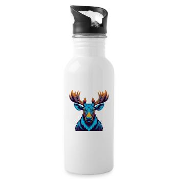 Moose Colorful Kawaii Cartoon Character Clipart - Water bottle with straw - white - Right