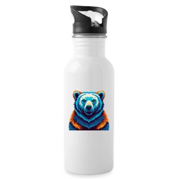 ours polaire coloré kawaii dessin animé personnage animal de compagnie - Gourde avec paille intégrée - blanc - Droite