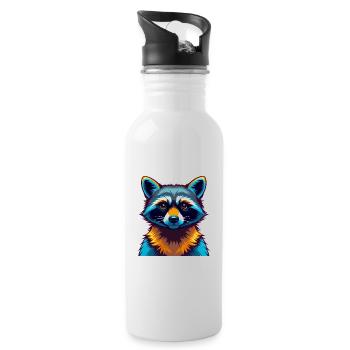 Raccoon Colorful Kawaii Cartoon Character Clipart - Water bottle with straw - white - Right