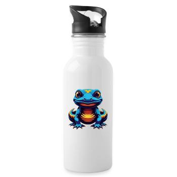 Salamander Bunte Kawaii Cartoon Figur Haustier - Trinkflasche mit integriertem Trinkhalm - Weiß - Rechts