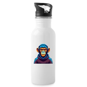 Monkey Colorful Kawaii Cartoon Character Clipart - Water bottle with straw - white - Right