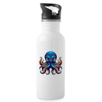 Oktopus Bunte Kawaii Cartoon Figur Clipart - Trinkflasche mit integriertem Trinkhalm - Weiß - Rechts