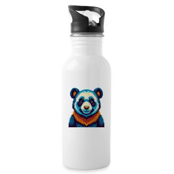 Panda Bunte Kawaii Cartoon Figur Clipart - Trinkflasche mit integriertem Trinkhalm - Weiß - Rechts