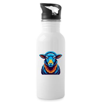Schaf Bunte Kawaii Cartoon Figur Clipart - Trinkflasche mit integriertem Trinkhalm - Weiß - Rechts