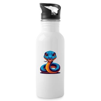 Schlange Bunte Kawaii Cartoon Figur Clipart - Trinkflasche mit integriertem Trinkhalm - Weiß - Rechts