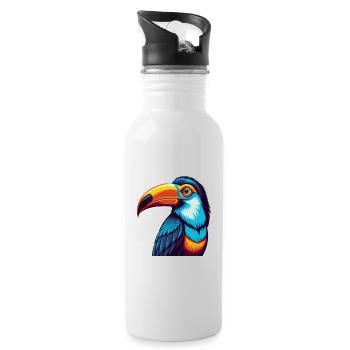 Toucan Colorful Kawaii Cartoon Character Clipart - Water bottle with straw - white - Right