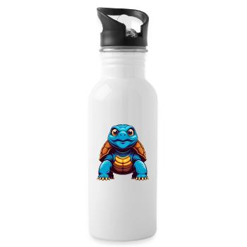 Tortoise Colorful Kawaii Cartoon Character Clipart - Water bottle with straw - white - Right