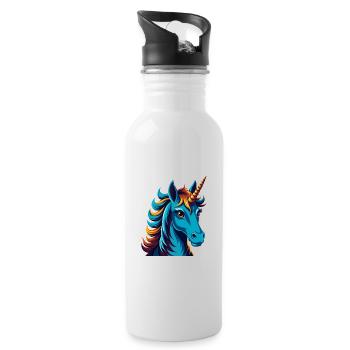Licorne coloré Kawaii Dessin animé Personnage Clipart - Gourde avec paille intégrée - blanc - Droite