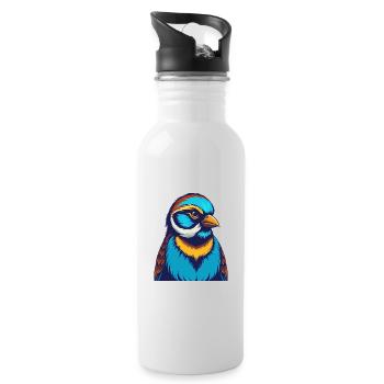 Sparrow Colorful Kawaii Cartoon Character Clipart - Water bottle with straw - white - Right