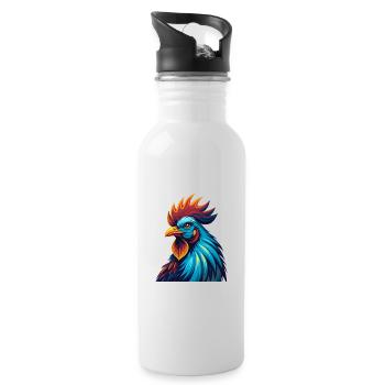 Hahn Bunte Kawaii Cartoon Figur Clipart - Trinkflasche mit integriertem Trinkhalm - Weiß - Rechts