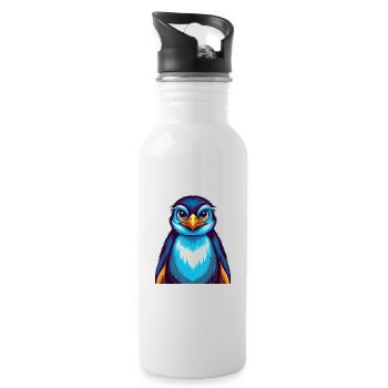 Pinguin Bunte Kawaii Cartoon Figur Clipart - Trinkflasche mit integriertem Trinkhalm - Weiß - Rechts
