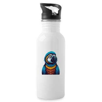 Parrot Colorful Kawaii Cartoon Character Clipart - Water bottle with straw - white - Right