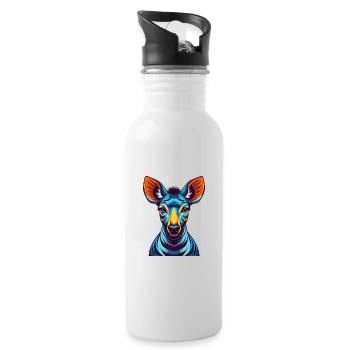 Okapi Colorful Kawaii Cartoon Character Clipart - Water bottle with straw - white - Right