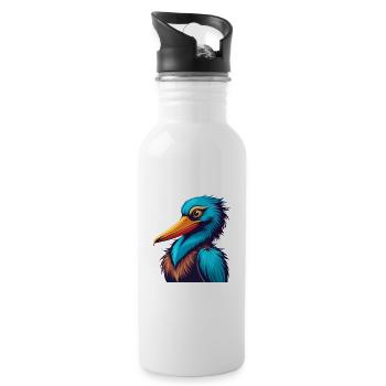 Pelican Colorful Kawaii Cartoon Character Clipart - Water bottle with straw - white - Right
