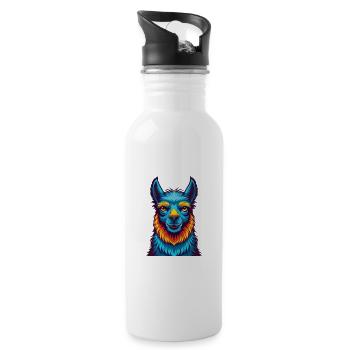 Llama Colorful Kawaii Cartoon Character Clipart - Water bottle with straw - white - Right
