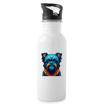 Affenpinscher Dog Colorful Kawaii Cartoon Clipart - Water bottle with straw - white - Right