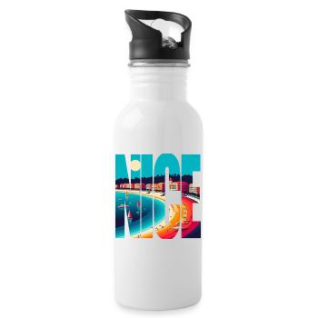 Nice Colorful Panoramic - Water bottle with straw - white - Right