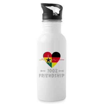 Ghana and Germany 100% friendship - Water bottle with straw - white - Right