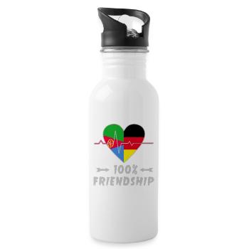 Eritrea und Deutschland 100% Freundschaft - Trinkflasche mit integriertem Trinkhalm - Weiß - Rechts