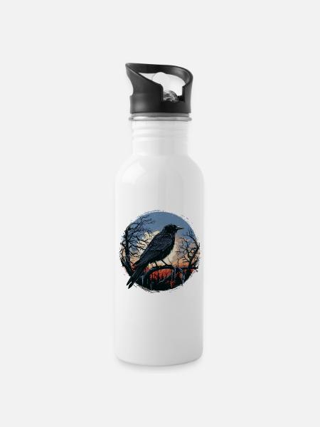 Rabe - Trinkflasche mit integriertem Trinkhalm - Weiß