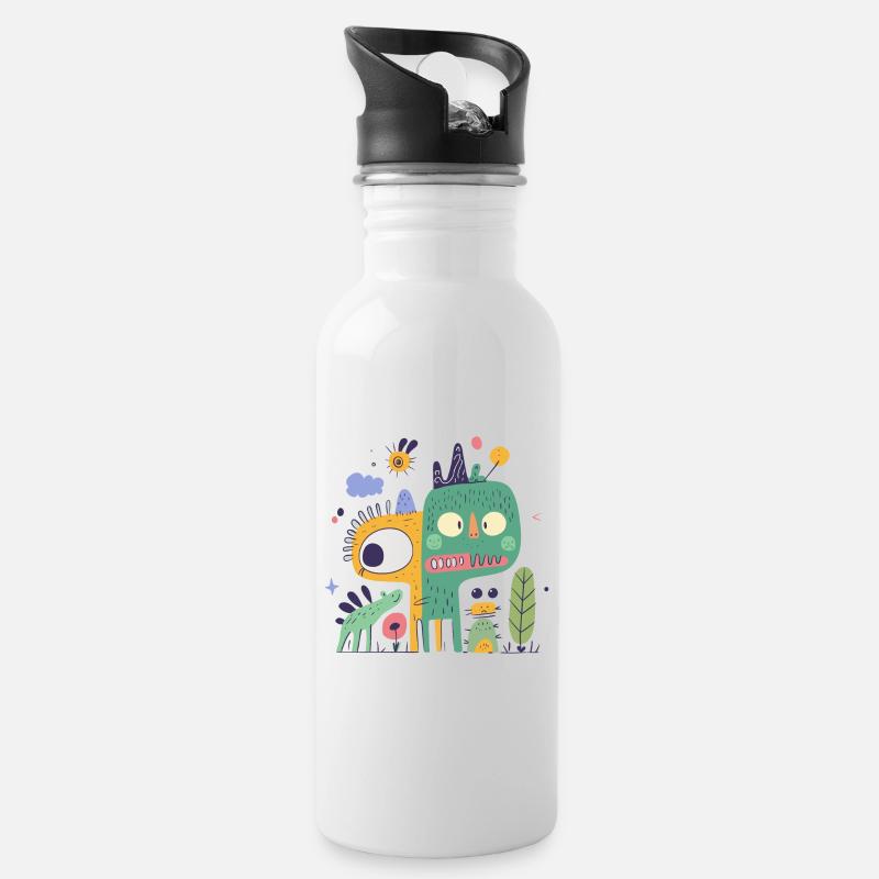 Angsthasen - Trinkflasche mit integriertem Trinkhalm - Weiß