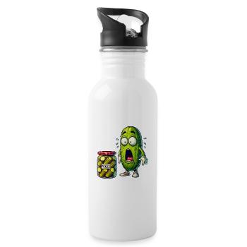 Lustiges Gurken Design - Trinkflasche mit integriertem Trinkhalm - Weiß - Rechts