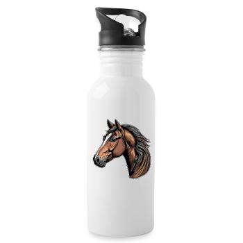 Portrait of a beautiful horse - Water bottle with straw - white - Right
