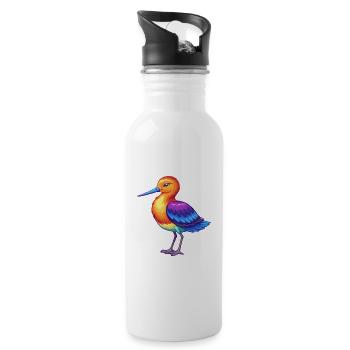 Avocet Bunte Kawaii Cartoon Figur Clipart - Trinkflasche mit integriertem Trinkhalm - Weiß - Rechts