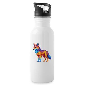 Coyote Colorful Kawaii Cartoon Character Clipart - Water bottle with straw - white - Right