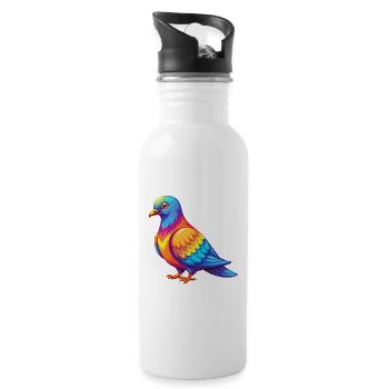 Taube Bunte Kawaii Cartoon Figur Clipart - Trinkflasche mit integriertem Trinkhalm - Weiß - Rechts