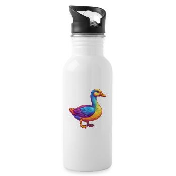 Goose Colorful Kawaii Cartoon Character Clipart - Water bottle with straw - white - Right