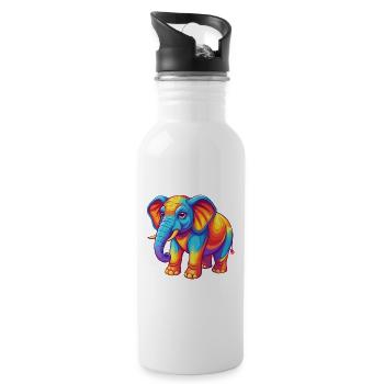Elefant Bunte Kawaii Cartoon Figur Clipart - Trinkflasche mit integriertem Trinkhalm - Weiß - Rechts