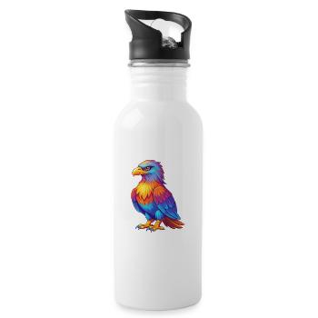 Adler Bunte Kawaii Cartoon Figur Clipart - Trinkflasche mit integriertem Trinkhalm - Weiß - Rechts