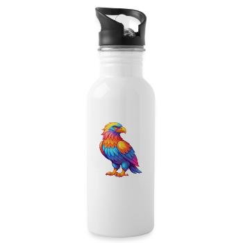 Eagle Colorful Kawaii Cartoon Character Clipart - Water bottle with straw - white - Right