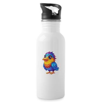 Vogel Bunte Kawaii Cartoon Figur Clipart - Trinkflasche mit integriertem Trinkhalm - Weiß - Rechts