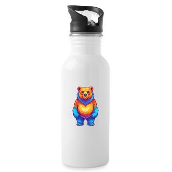 Bear Colorful Kawaii Cartoon Character Clipart - Water bottle with straw - white - Right