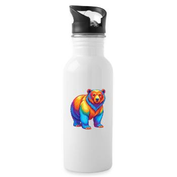 Bear Colorful Kawaii Cartoon Character Clipart - Water bottle with straw - white - Right
