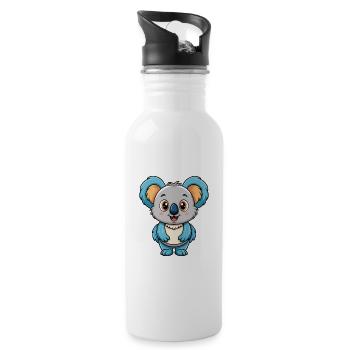 Koala Cute Cartoon Character Kawaii Clipart - Water bottle with straw - white - Right