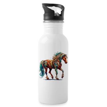 Cheval - Gourde avec paille intégrée - blanc - Droite